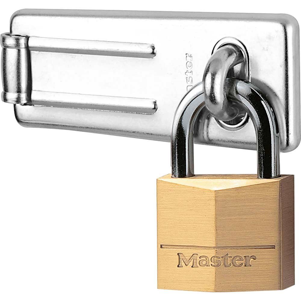 Masterlock Solid Brass Padlock and Steel Hasp 40mm Standard - Image 1