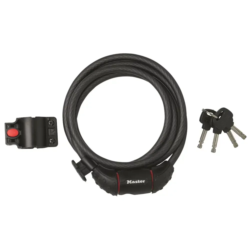 Master Lock Cable Key Lock 10mm x 1.8m Black - Image 1