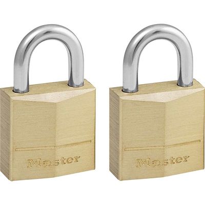 Masterlock Solid Brass Padlock Pack of 2 Keyed Alike 20mm Standard