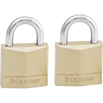 Masterlock Solid Brass Padlock Pack of 2 Keyed Alike 30mm Standard
