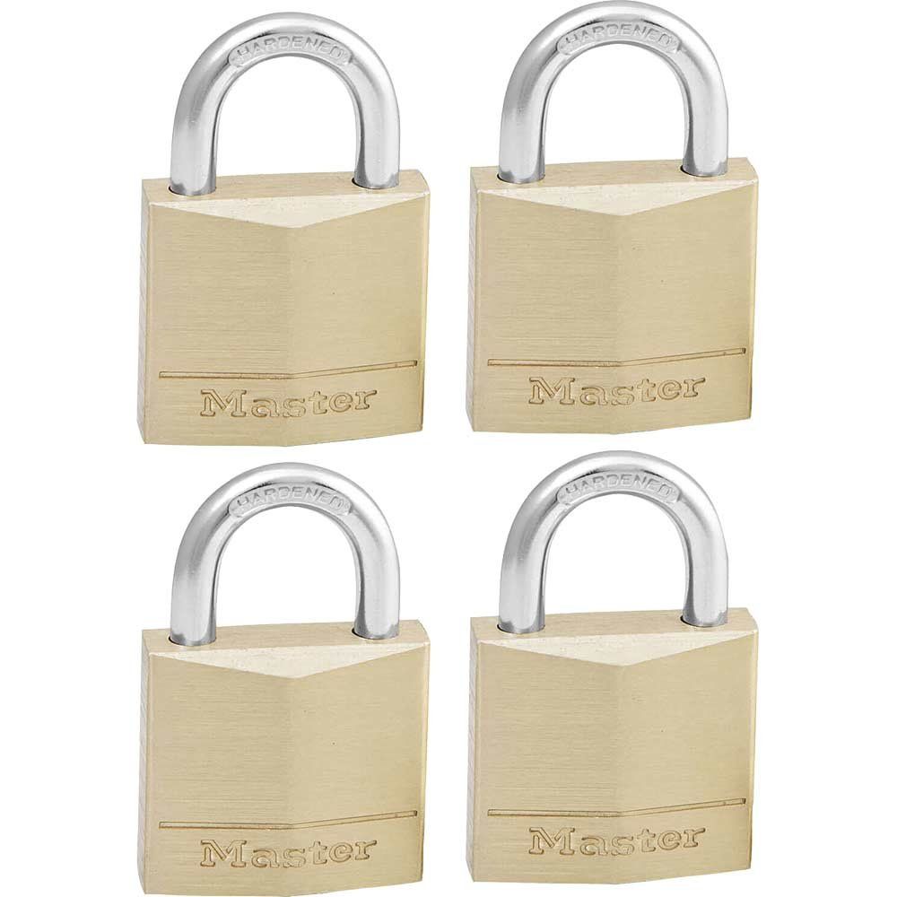 Masterlock Solid Brass Padlock Pack of 4 Keyed Alike 30mm Standard - Image 1