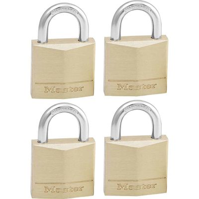 Masterlock Solid Brass Padlock Pack of 4 Keyed Alike 30mm Standard