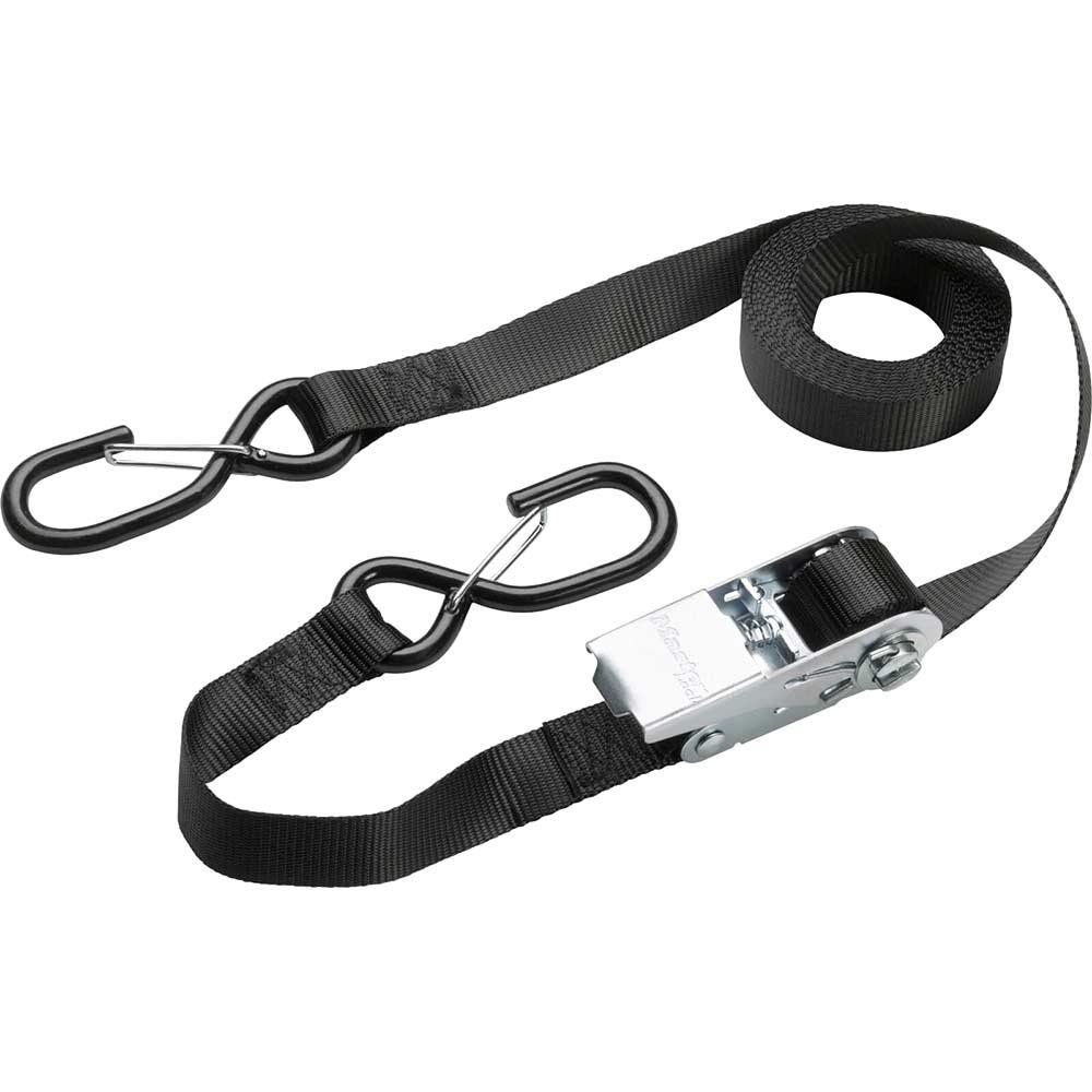 Master Lock Ratchet Tie Down S Hook Straps 5000mm Black Pack of 1 - Image 1