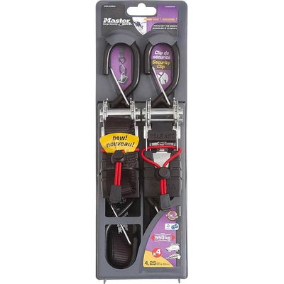 Master Lock Ratchet Tie Down Strap 4250 x 25mm Black - Thumbnail 2