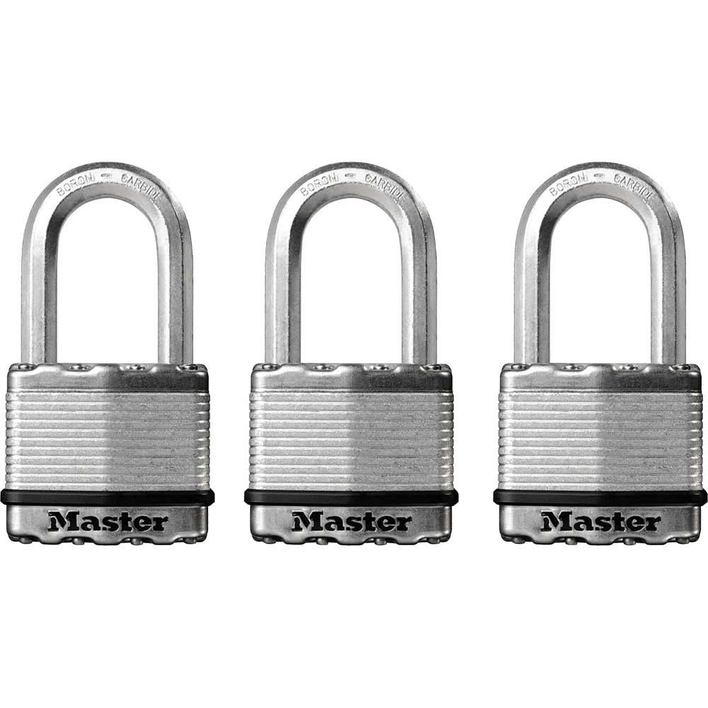 Masterlock Excell Laminated Steel Padlock Pack of 3 Keyed Alike 50mm Standard - Image 1