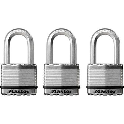 Masterlock Excell Laminated Steel Padlock Pack of 3 Keyed Alike 50mm Standard