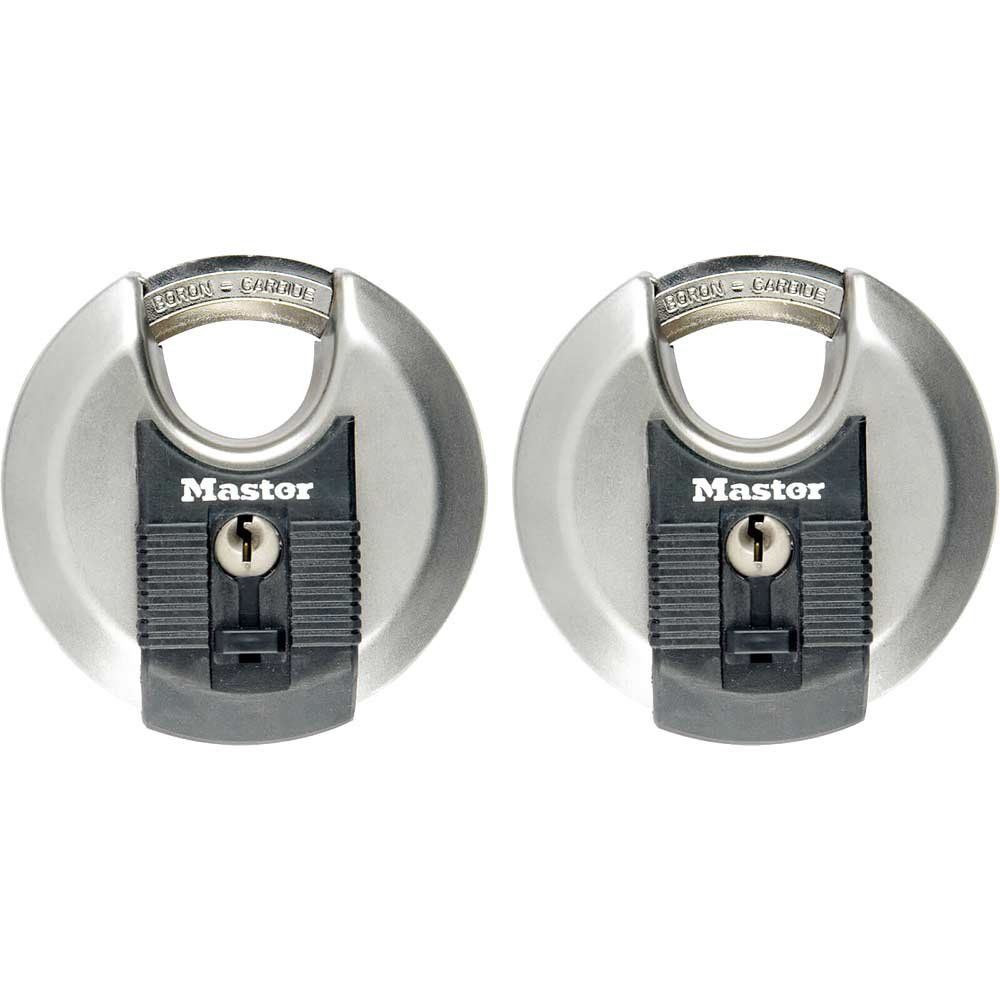 Masterlock Excell Stainless Steel Discus Padlock Pack of 2 Keyed Alike 70mm Standard - Image 1