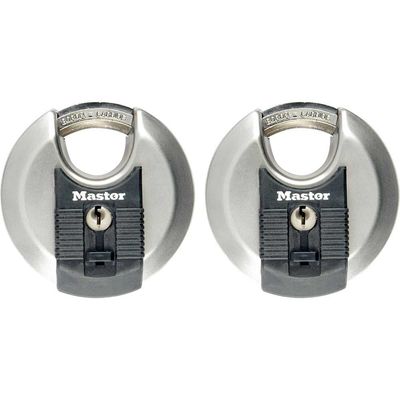 Masterlock Excell Stainless Steel Discus Padlock Pack of 2 Keyed Alike 70mm Standard
