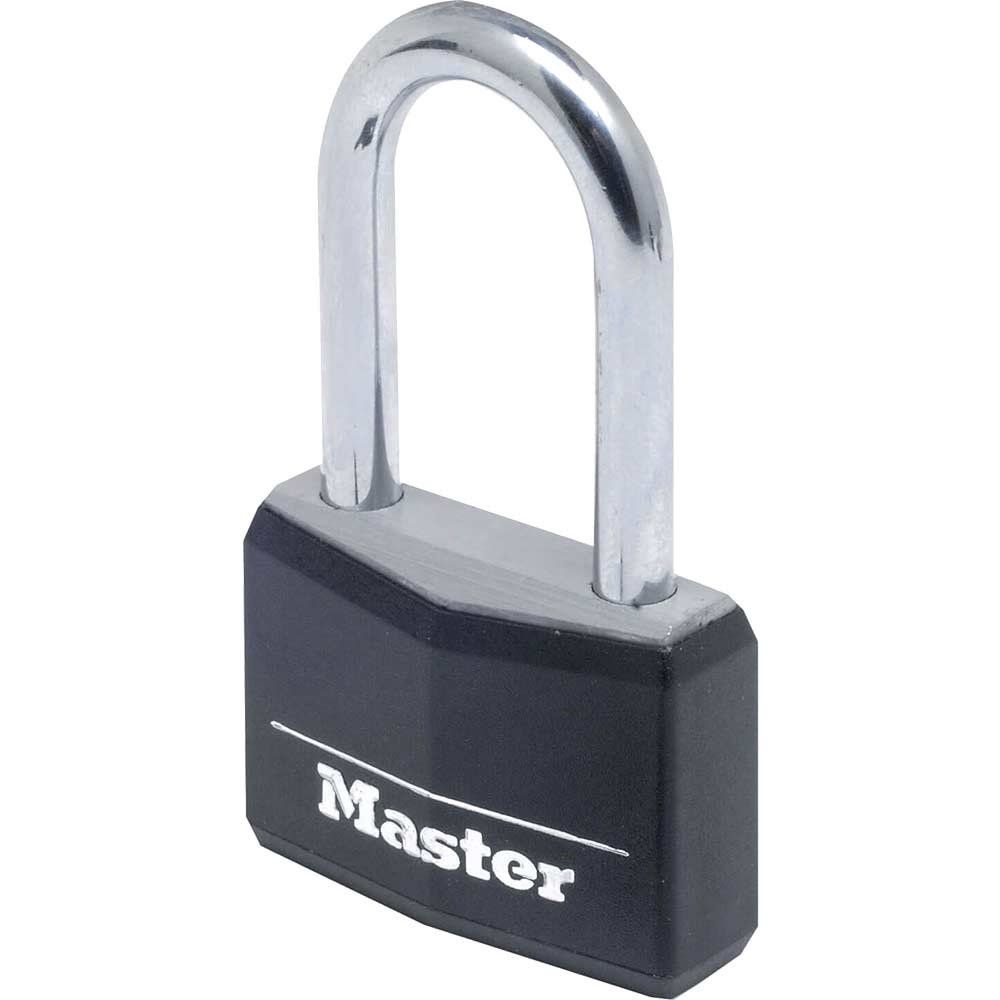 Masterlock Aluminium Vinyl Padlock 40mm Black Long - Image 1