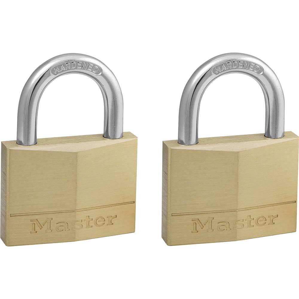 Masterlock Solid Brass Padlock Pack of 2 Keyed Alike 50mm Standard - Image 1
