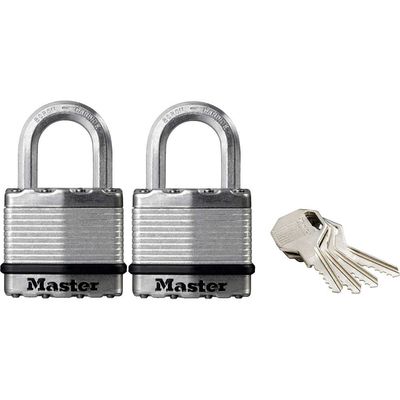 Masterlock Excell Laminated Steel Padlock Pack of 2 Keyed Alike 45mm Standard