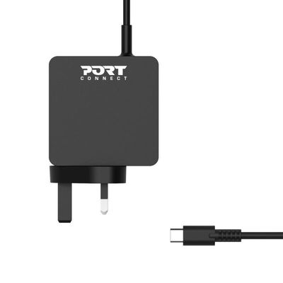 Port Designs 900096B-UK. Charger type: Indoor Power source type: AC Charger compatibility: Smartphone Tablet. Maximum output voltage: 20 V. USB Type-C ports quantity: 1 Fast charging. Product colour: Black