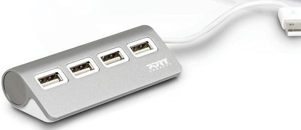 Port Designs 900120 interface hub USB 2.0 480 Mbit/s Grey White