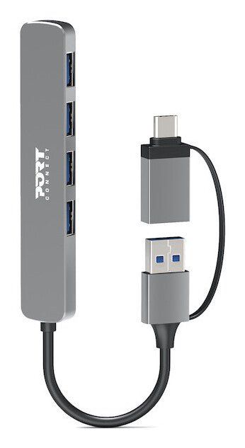 Port Designs 900161 interface hub USB 2.0 Type-A 5000 Mbit/s Silver - Image 1