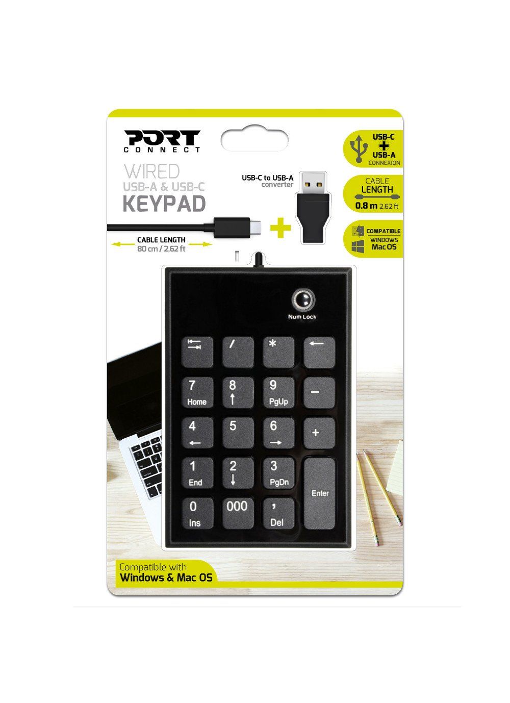 Port Designs 900801 numeric keypad Laptop USB Black, Grey - Image 1