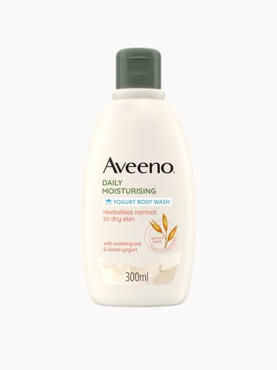 Aveeno Body Wash Daily Moisturising Yogurt 300ml Apricot Honey Normal to Dry Skin in White