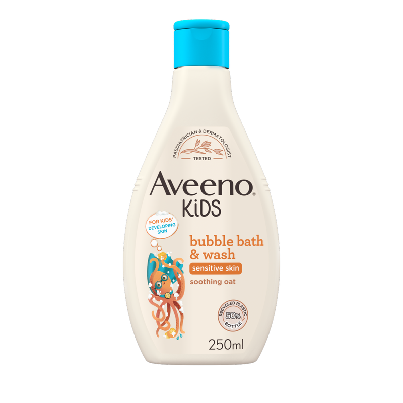 Aveeno Kids Bubble Bath and Wash with Soothing Oat Extract 250ml - Image 1