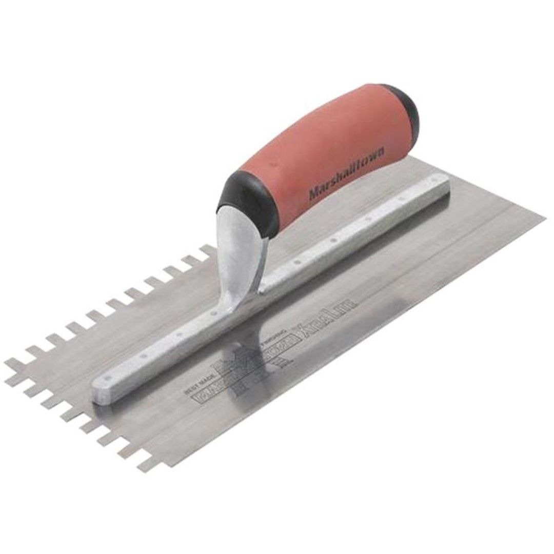 Marshalltown 6mm Stainless Steel Square Notched Trowel DuraSoft® Handle - Black - Image 1