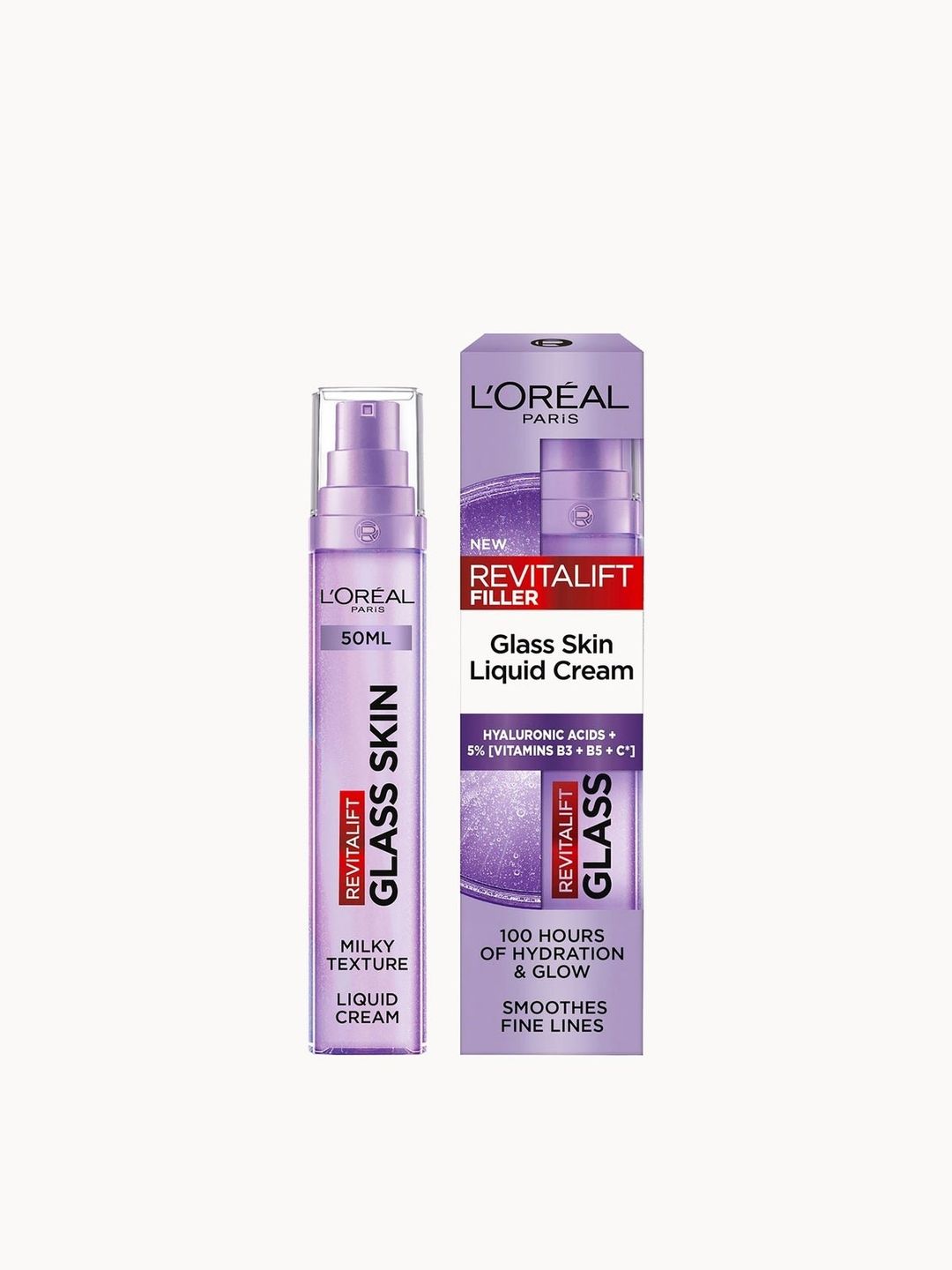 L'Oréal Paris Revitalift Filler Glass Skin Liquid Cream Face Moisturiser, 50ml - Image 1