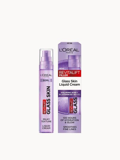 L'Oréal Paris Revitalift Filler Glass Skin Liquid Cream Face Moisturiser, 50ml