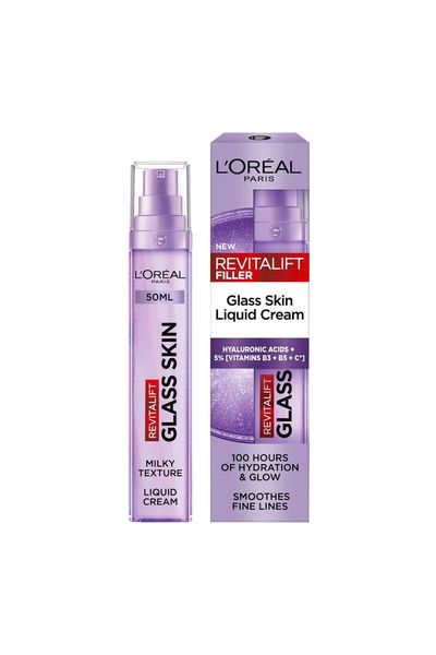 L'Oréal Paris Revitalift Filler Glass Skin Liquid Cream Face Moisturiser, 50ml - Thumbnail 2