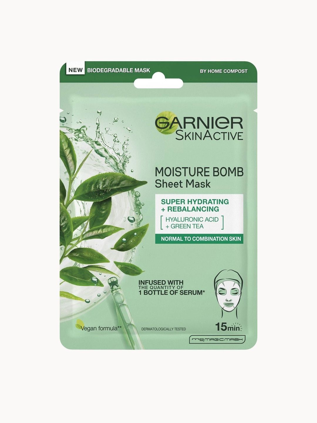 Garnier Tissue Mask *Normal to Combination Green Tea* 32g - White - Image 1