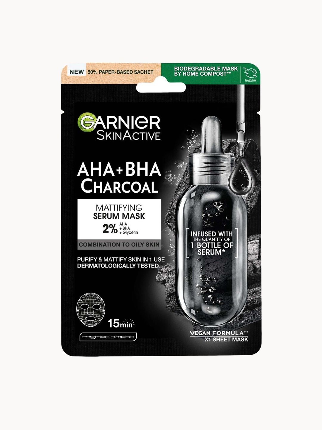 Garnier Tissue Mask *PURE CHARCOAL* 28g - White - Image 1