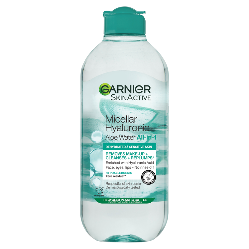 Garnier Micellar Hyaluronic Aloe Water 400ml, Cleanse and Replump - Image 1