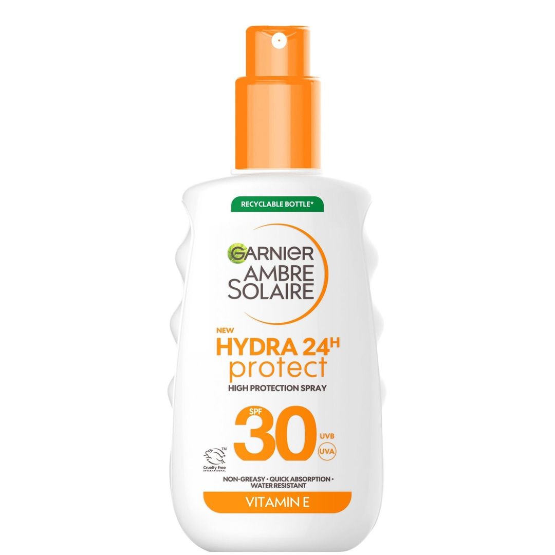 Garnier Ambre Solaire SPF 30 Hydra 24 Hour Protect Hydrating Sun Cream Spray With Vitamin E, 150ml - Image 1