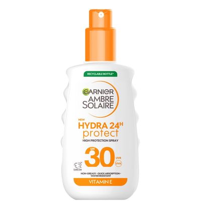 Garnier Ambre Solaire SPF 30 Hydra 24 Hour Protect Hydrating Sun Cream Spray With Vitamin E, 150ml