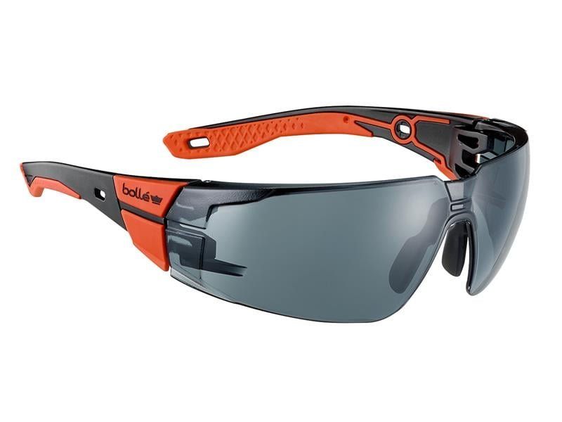Bolle, Rush+ 2.0, Safety Glasses, Medium/Large, Smoke Lens, Platinum - Grey - Image 1