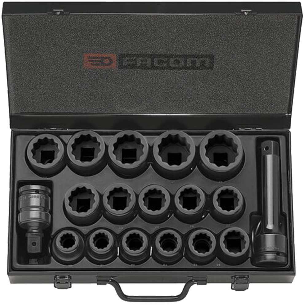 Facom 16 Piece 3/4" Drive Bi Hex Impact Socket Set Metric 3/4" - Image 1