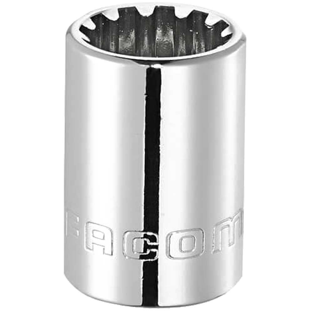 Facom 3/8" Drive Chrome Thin Wall Spline Socket 3/8" M12 27mm - Image 1