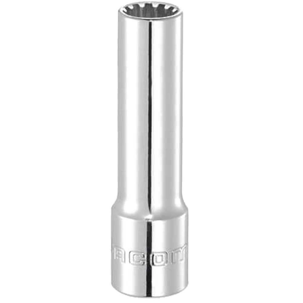 Facom 3/8" Drive Chrome Thin Wall Spline Socket 3/8" M12 63mm - Image 1