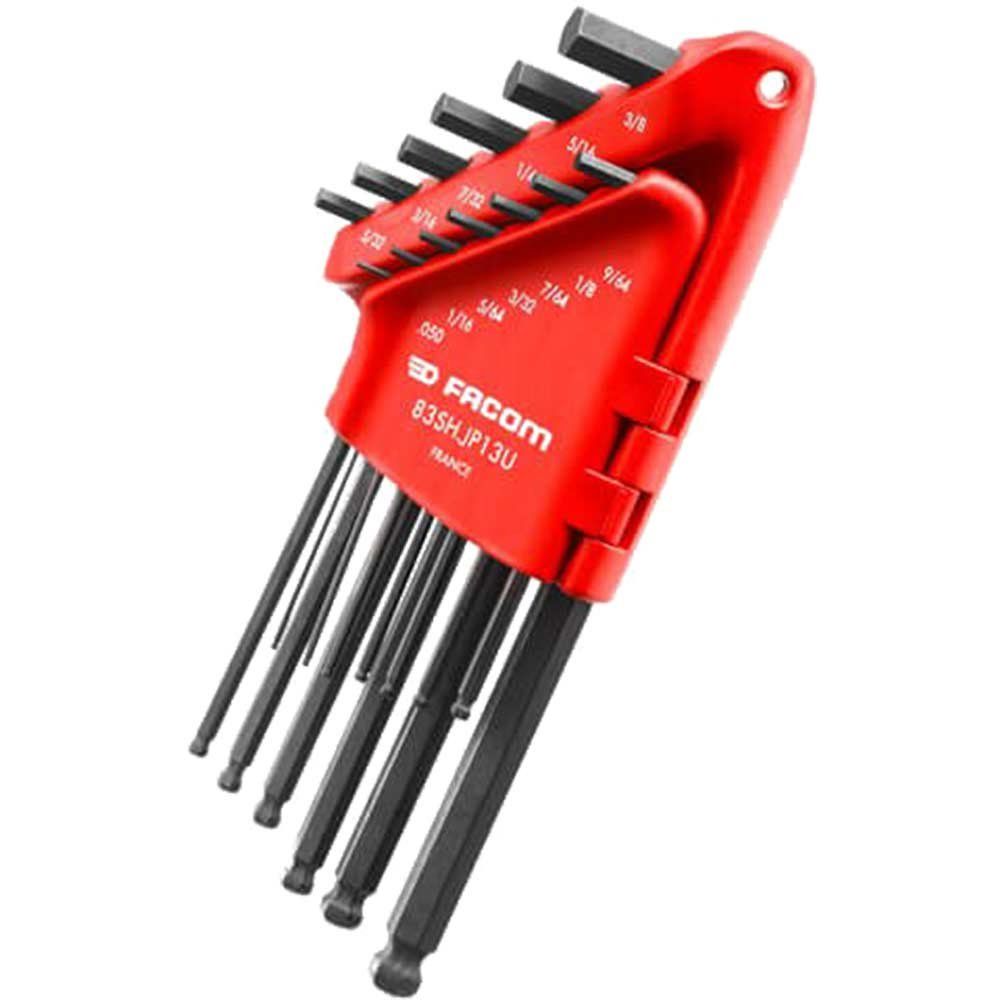 Facom 13 Piece Long Arm Ball End Hexagon Allen Key Set Imperial - Image 1