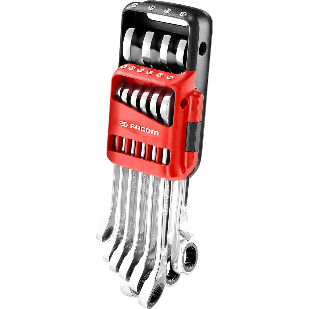 Facom 467BR.JP10 10 Piece Ratcheting Combination Wrench Set 8-19mm - Image 1