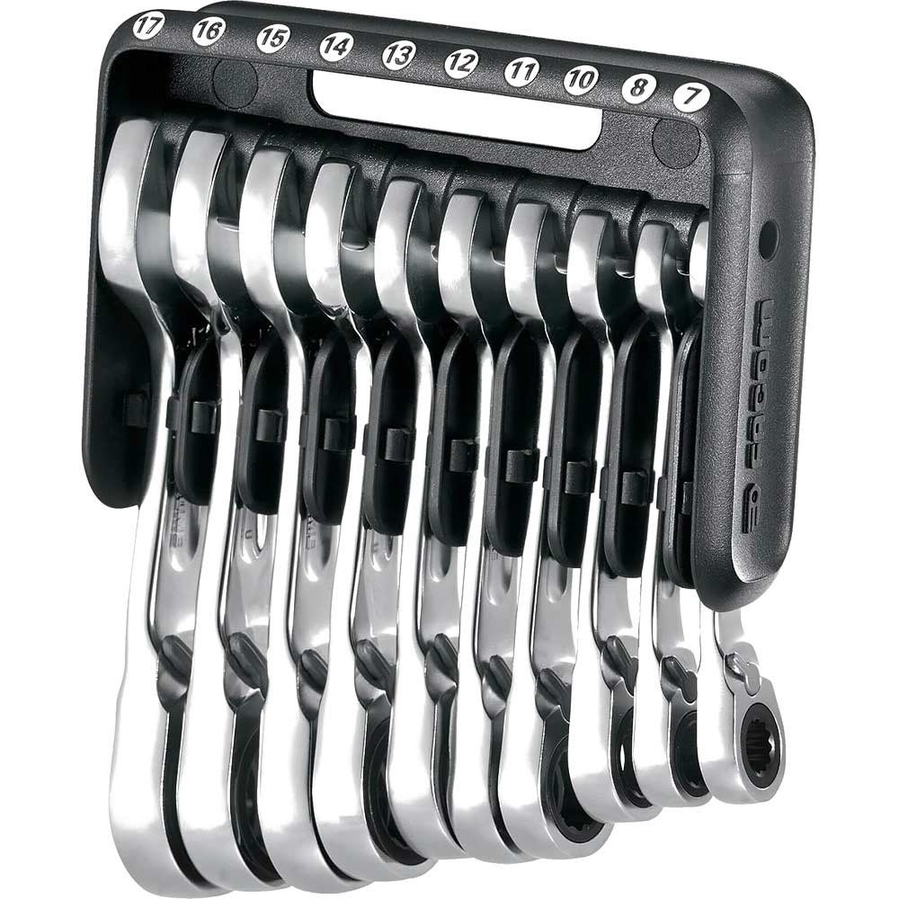 Facom 467BS 10 Piece Short Reversible Ratchet Spanner Set - Image 1