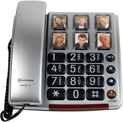 AMPLICOMMS BigTel 40 Plus Corded Phone - Silver, Silver/Grey