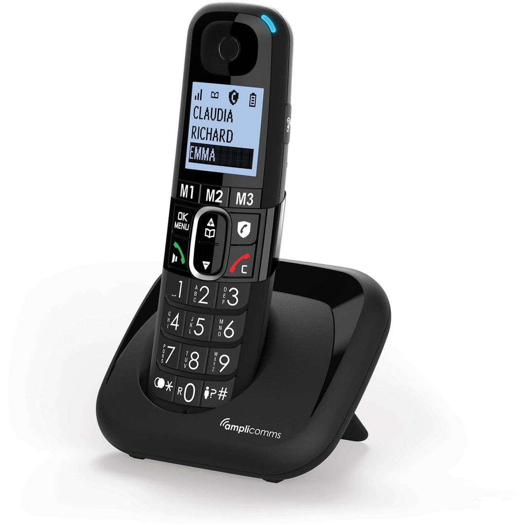 AMPLICOMMS BigTel 1500 Cordless Phone, Black - Image 1