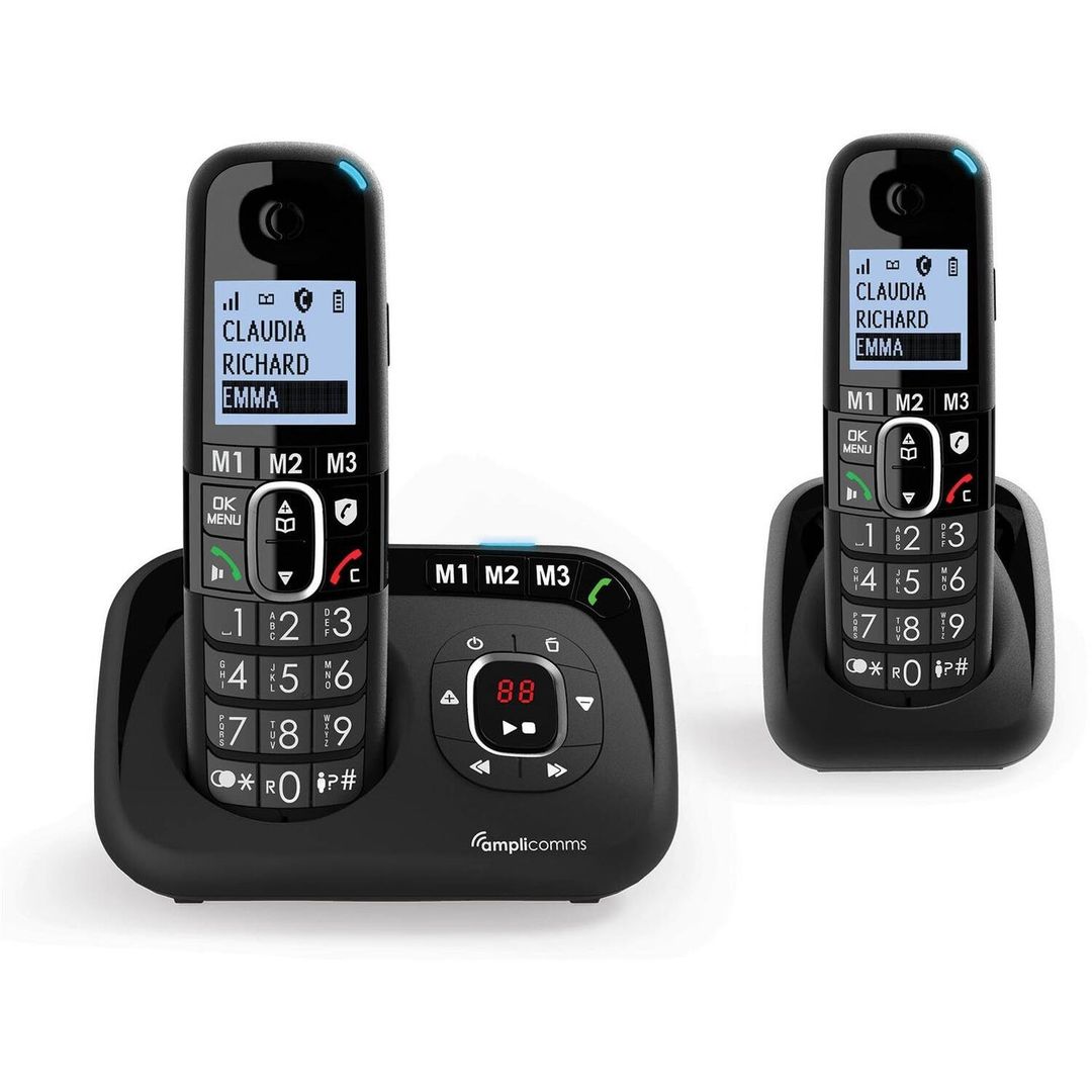2 Pack Big Button 1582 Voice Dect Telephone - Black - Image 1