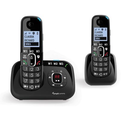 2 Pack Big Button 1582 Voice Dect Telephone - Black