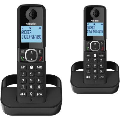 ALCATEL F860 Duo AL3525 Cordless Phone - Twin Handsets, Black, Black