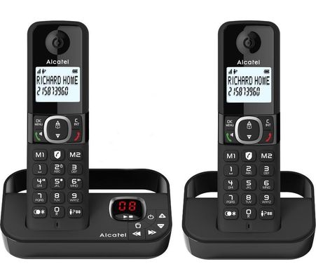 ALCATEL F860 Voice Duo AL3549 Cordless Phone - Twin Handsets, Black, Black