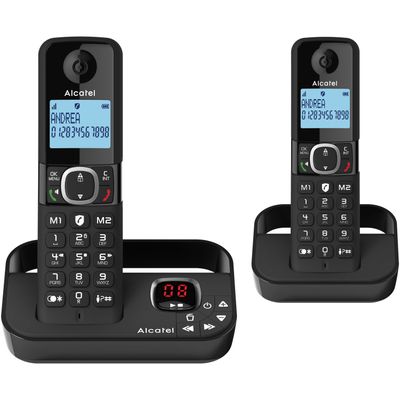 ALCATEL F860 Voice Duo AL3549 Cordless Phone - Twin Handsets, Black, Black - Thumbnail 2