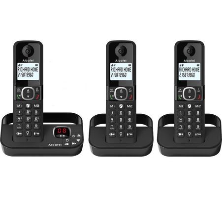 ALCATEL F860 Voice Trio AL3556 Cordless Phone - Triple Headsets, Black, Black