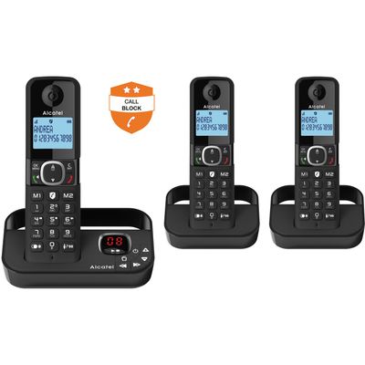 ALCATEL F860 Voice Trio AL3556 Cordless Phone - Triple Headsets, Black, Black - Thumbnail 2