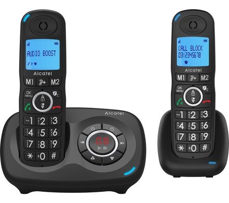ALCATEL XL595B Voice Duo Cordless Phone - Twin Handsets, Black, Black