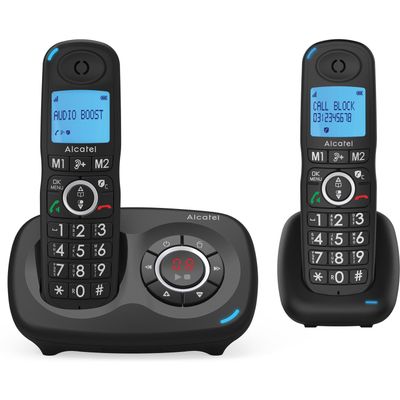 ALCATEL XL595B Voice Duo Cordless Phone - Twin Handsets, Black, Black - Thumbnail 2