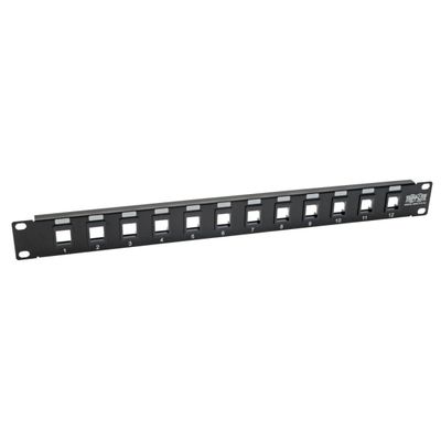 Tripp Lite N062-012-KJ 12-Port 1U Rack-Mount Unshielded Blank Keystone/Multimedia Patch Panel, RJ45 Ethernet, USB, HDMI, Cat5e/6
