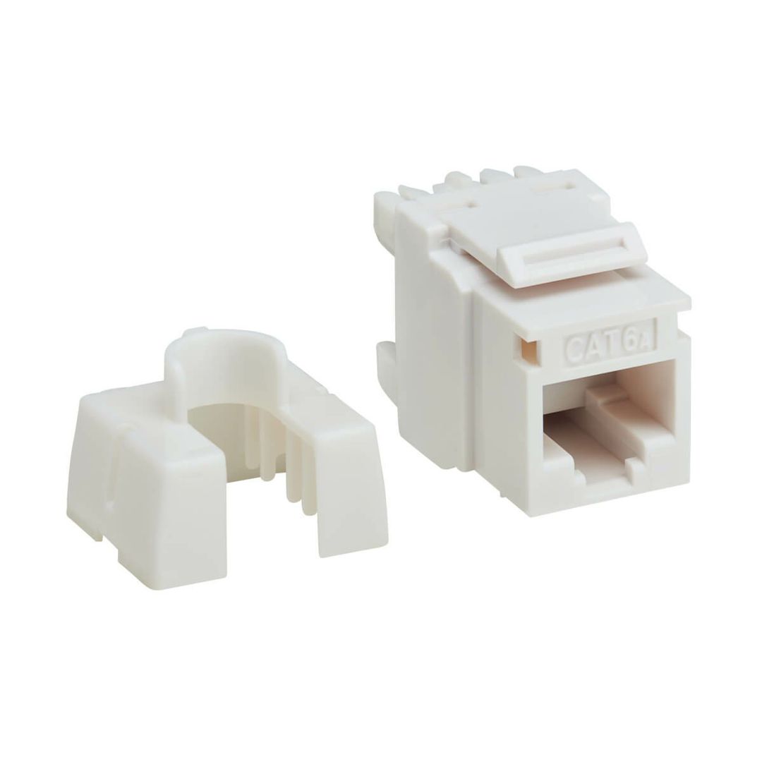 Tripp Lite N238-001-WH-6A Cat6a 110-Style Punchdown RJ45 Keystone Jack, White, TAA - Image 1